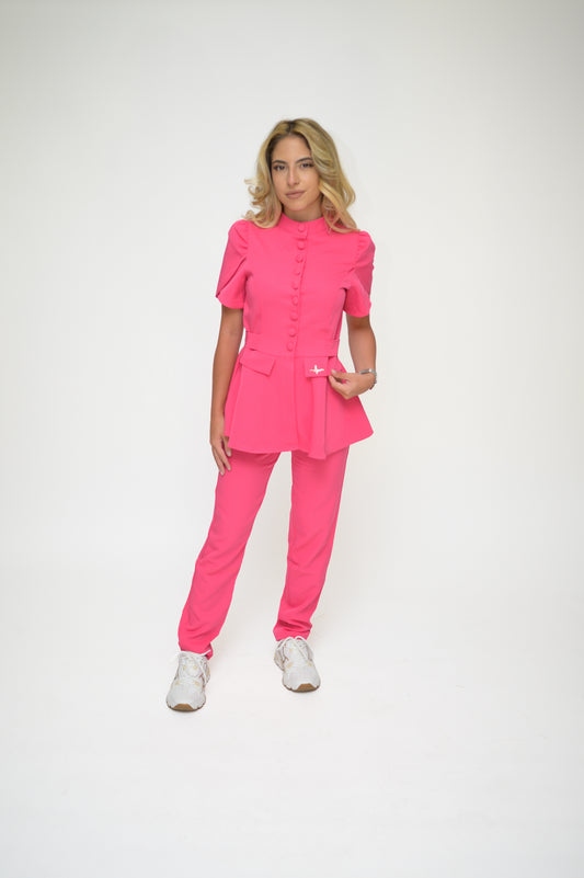 Медицински екип Button Up Vivid Pink
